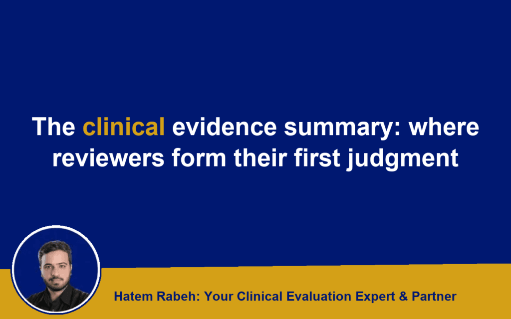 The clinical evidence summary: where reviewers form their first judgment